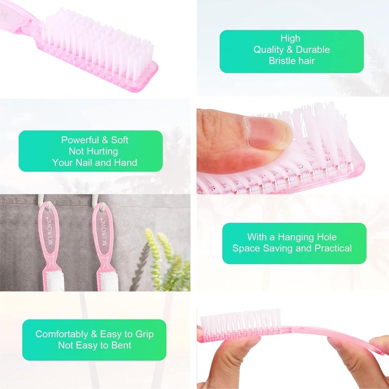 NICEMOVIC 20 Pcs Nail Brush for Cleaning Fingernails, Handle Grip Nail Scrubber Brush, Hand Fingernail Cleaner Brush Manicure Tools Scrub Cleaning Brushes, Use for Toe and Nail Cleaning (Clear Pink) - Image 5